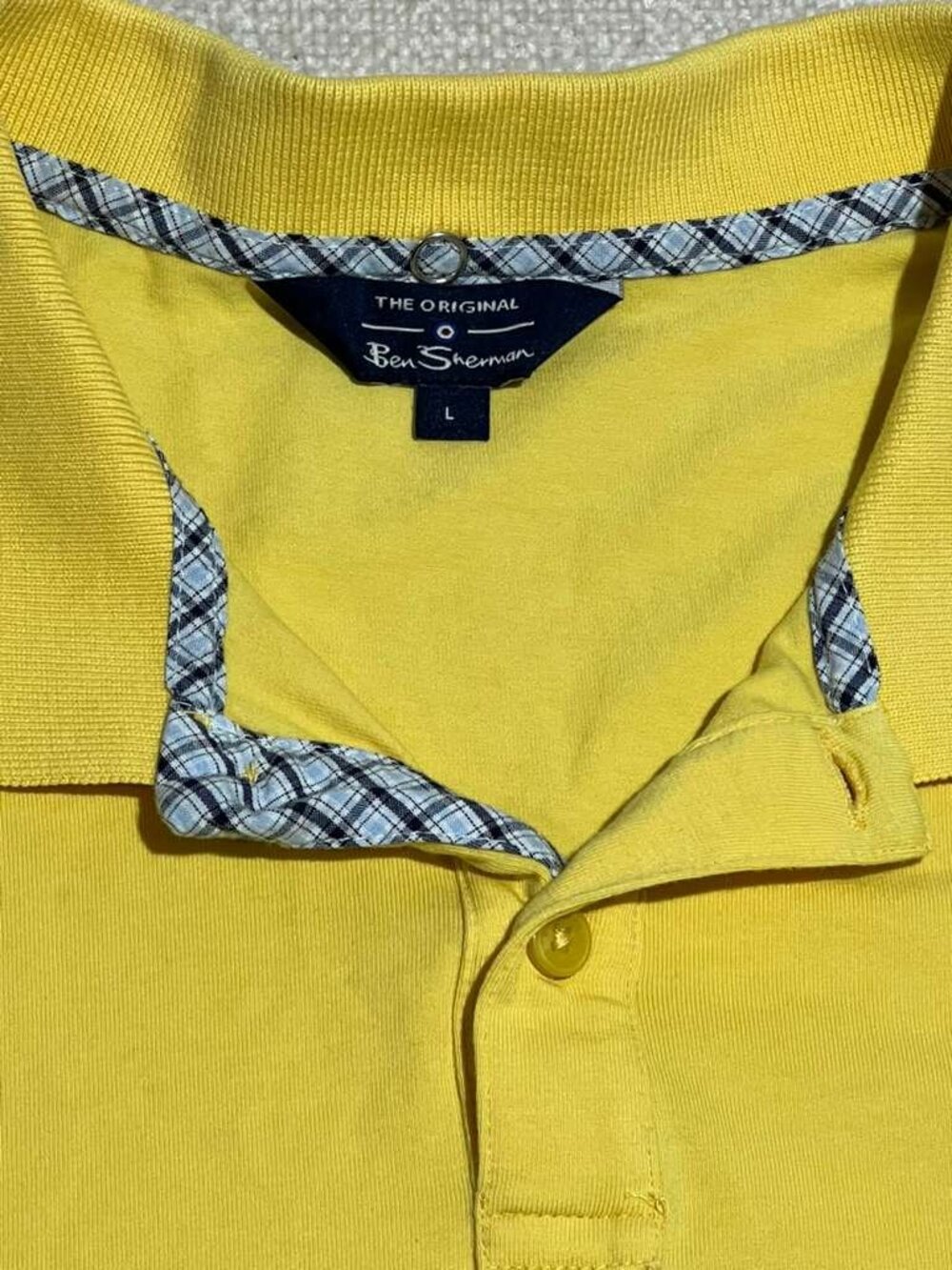 Ben Sherman Yellow Polo Shirt Men’s Size L Classic Fit Stretch - Picture 4 of 8